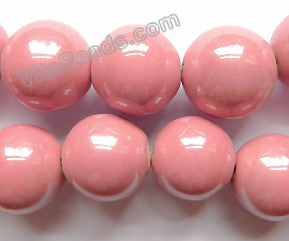 Porcelain - Plated Rosy - Big Smooth Round Beads  16"