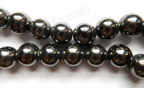 Porcelain - Plated Black - Big Smooth Round Beads  16"