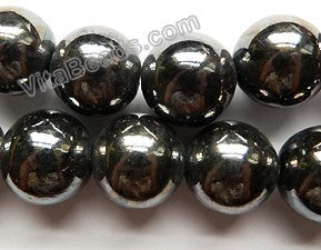 Porcelain - Plated Black - Big Smooth Round Beads  16"