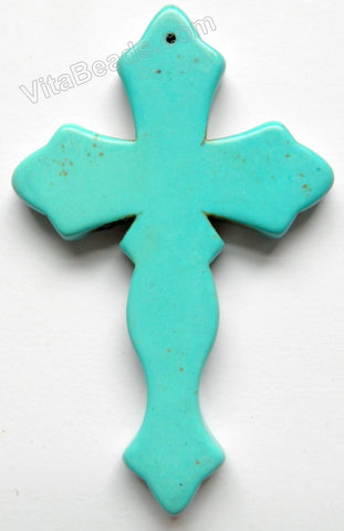 Blue Crack Turquoise  -  Jumbo Cross Pendant