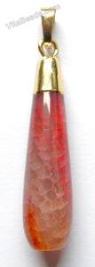 Smooth Round Teardrop Pendant with Gold Bail Red Fire Agate