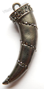 Brass Pryite Ox Horn Pendant w/ Marcasite