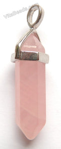 Rose Quartz - 6-Side Pendulum Pendant w/ Silver Wired Bail