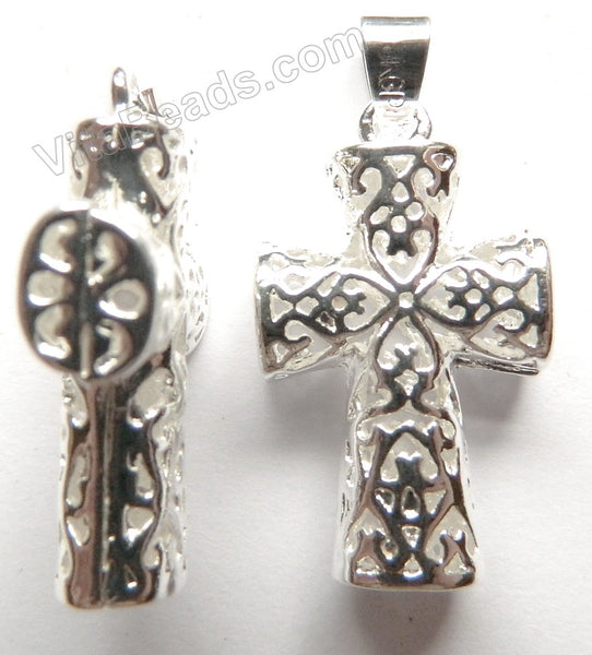 Silver Brass Mesh Cross Pendant