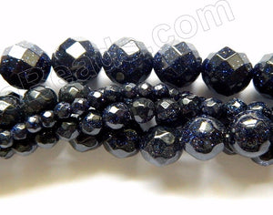 Blue Goldstone  -  Faceted Round   15"