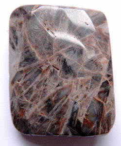 Twist Pendant - Faceted Rectangle Grey Bamboo Leaf Agate - Dark