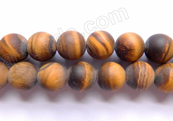 Frosted Yellow Tiger Eye  -  Smooth Round  16"