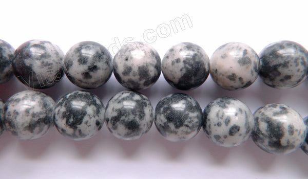 Black White Candy Jade  -  Big Smooth Round Beads 16"