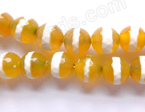Yellow Agate w White Line  -  Faceted Round 14"