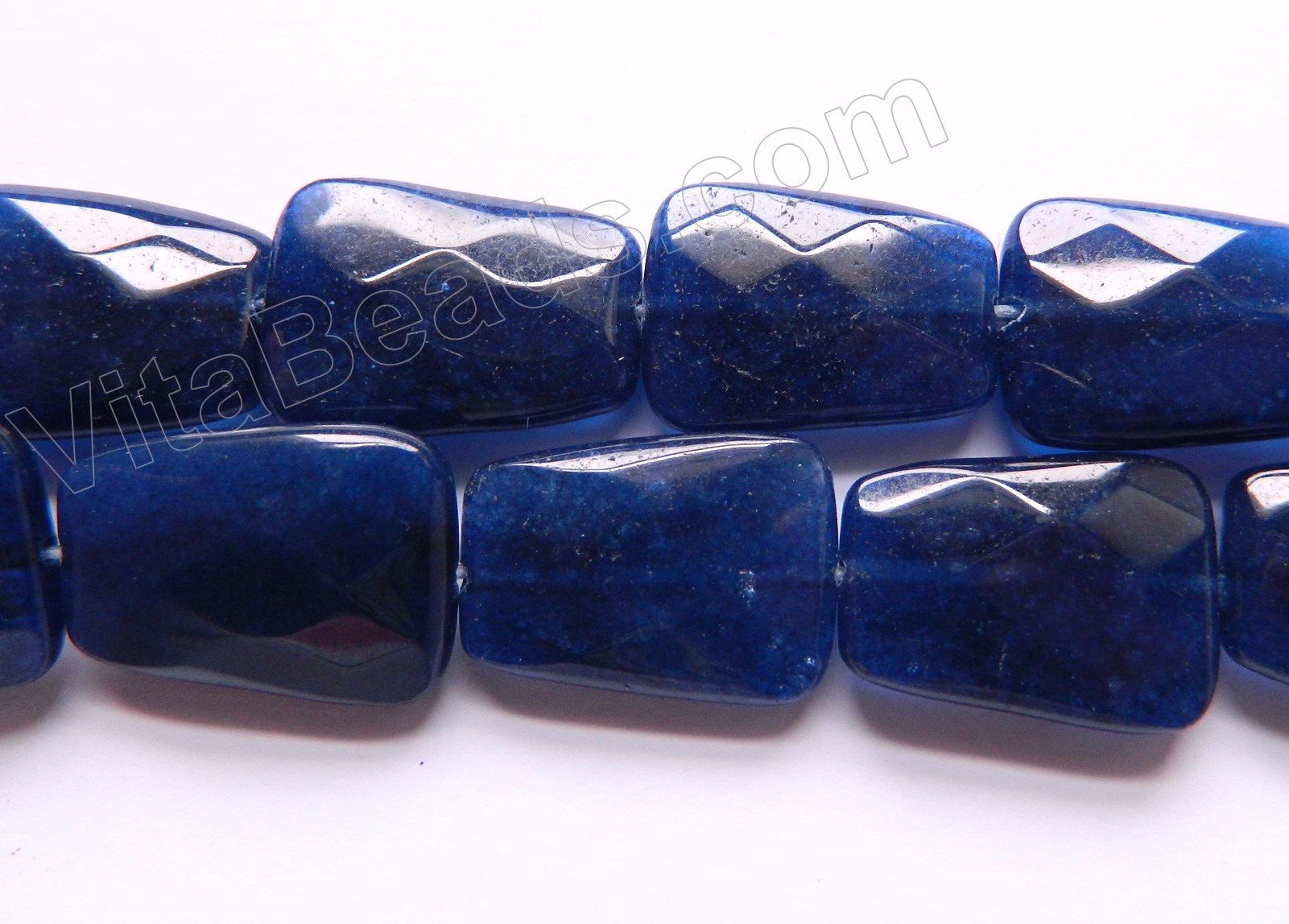 Dark Lapis Malay Jade  -  Faceted Ladders  16"