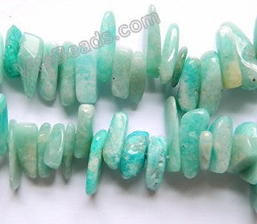 Light Russian Amazonite  -  15-25mm Smooth Sticks, Long Chips 15"