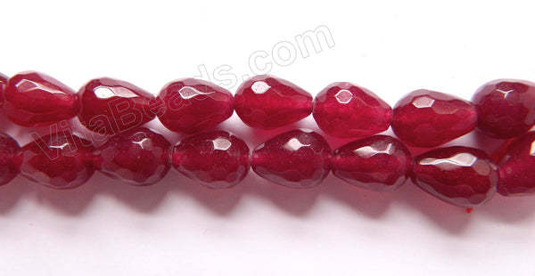 Dark Red Win. Jade  -  Faceted Drops  16"