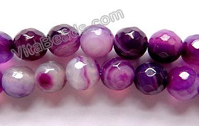 Purple Sardonix Agate w/ Lines  -  Faceted Round  15"