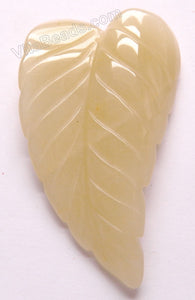 Honey Jade - Carved Long Leaf Pendant