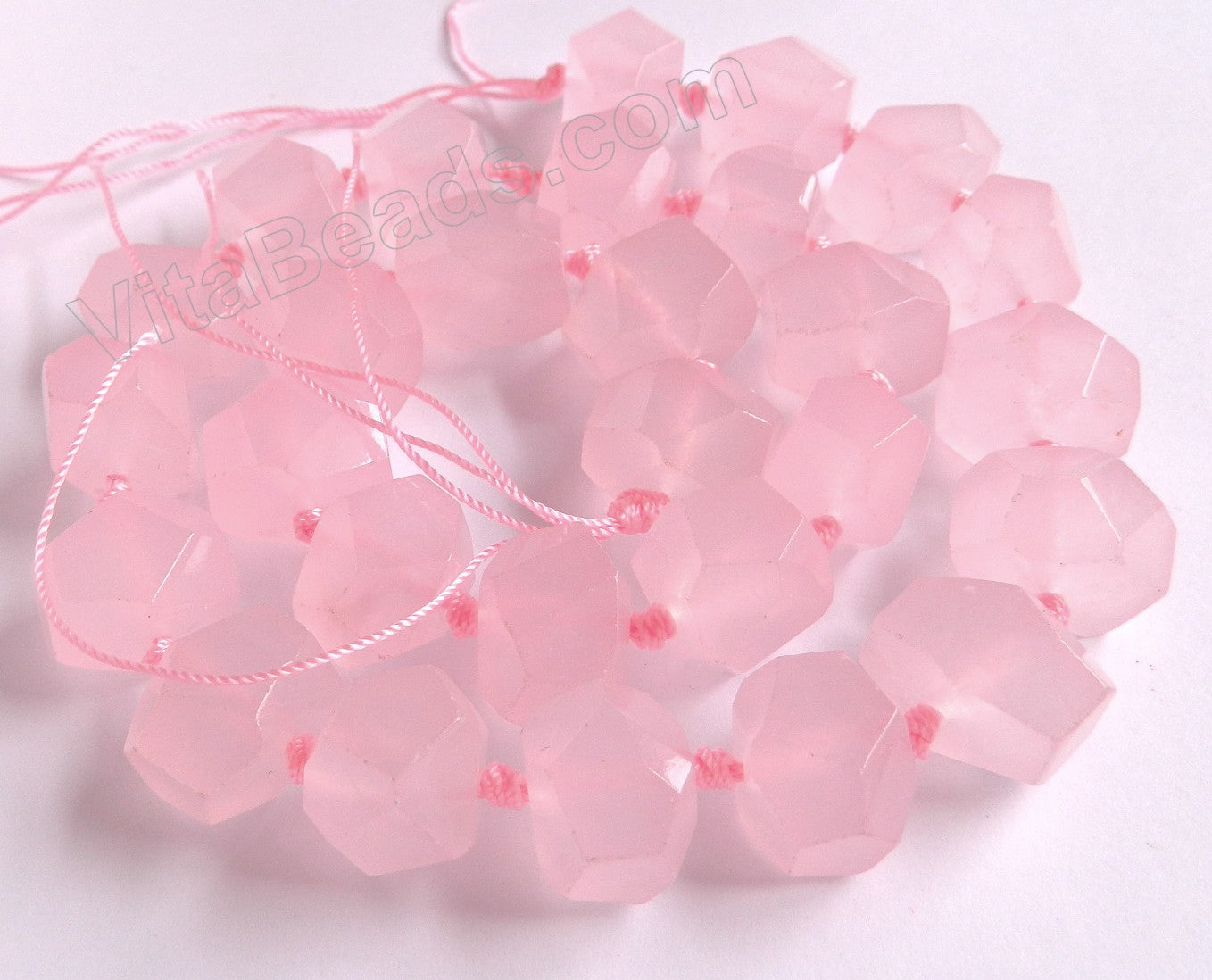 Light Rose Pink Jade  -  Machine Cut Center Drilled Nuggets 16"    13 x 16 x 12 mm