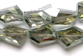 Mystic Green Grey Crystal Qtz -  Irregular Faceted Flat  11"