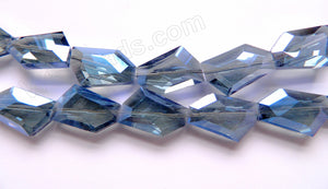 Mystic London Blue Coated Crystal Qtz  -  Irregular Faceted Flat  11"