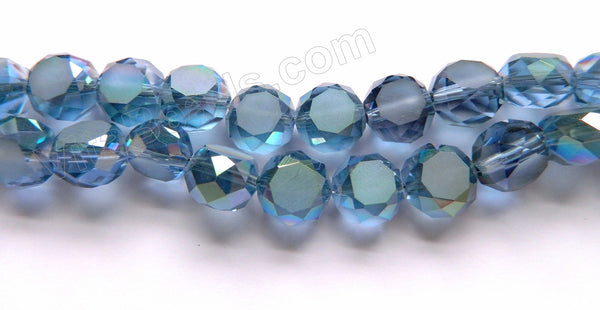 Frosted Mystic London Blue Crystal  -  Faceted Coin 11"