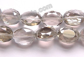 Light Smoky Crystal Qtz  -  Faceted Ovals  12.5"