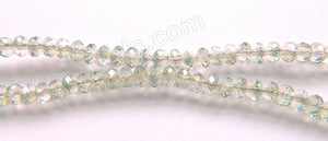 AB Coated Pale Green Crystal  -  Small Faceted Rondel  18"     4 x 3 mm