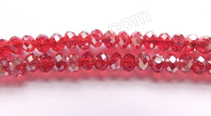 AB Coated Dark Red Win. Qtz  -  Small Faceted Rondel  18"     4 x 3 mm