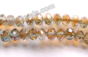 Mystic Dark Amber Crystal   -  Small Faceted Rondel  18"     4 x 3 mm