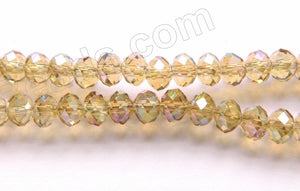 Mystic Light Amber Crystal  -  Small Faceted Rondel  18"     4 x 3 mm