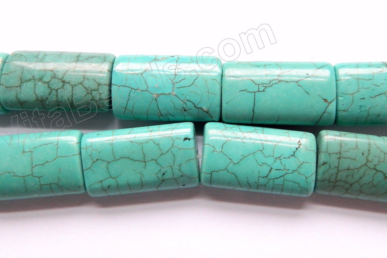 Cracked Chinese Turquoise  -  Puff Thin Tubes 16"