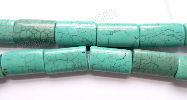 Cracked Chinese Turquoise  -  Puff Thin Tubes 16"