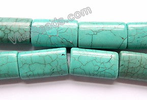 Cracked Chinese Turquoise  -  Puff Thin Tubes 16"