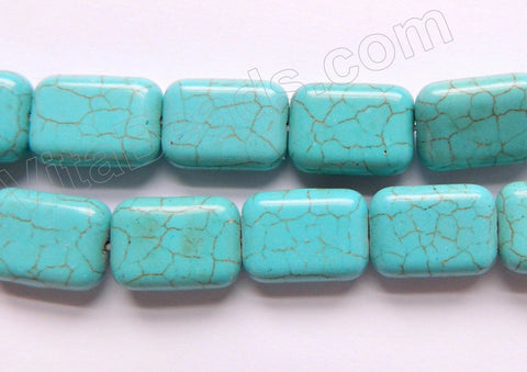 Cracked Blue Chinese Turquoise  -  Puff Rectangles  16"