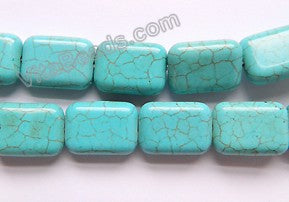 Cracked Blue Chinese Turquoise  -  Puff Rectangles  16"