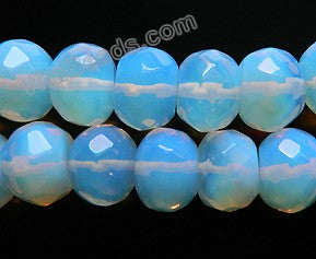 Synthetic White Opal  -  Big Faceted Rondel  16"     12 x 16 x 16 mm