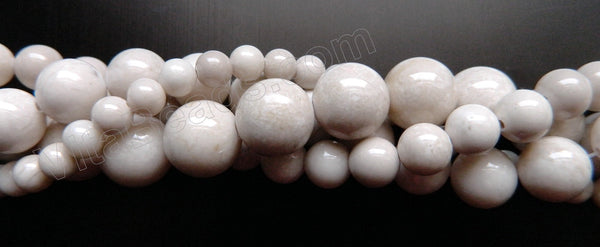 Ivory Fossil Agate  -  Smooth Round Beads 16"