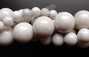 Ivory Fossil Agate  -  Smooth Round Beads 16"