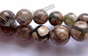 Tibetan Turtle Agate  -  Smooth Round Beads  15"