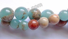 Cyan Impression Jasper A  -  Smooth Round Beads  15"