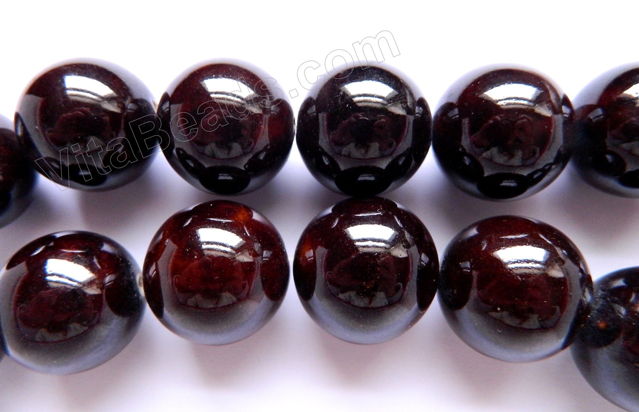 Porcelain - Plated Maroon -  Big Smooth Round Beads  16"
