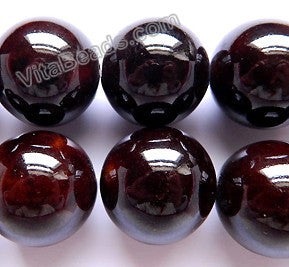 Porcelain - Plated Maroon -  Big Smooth Round Beads  16"