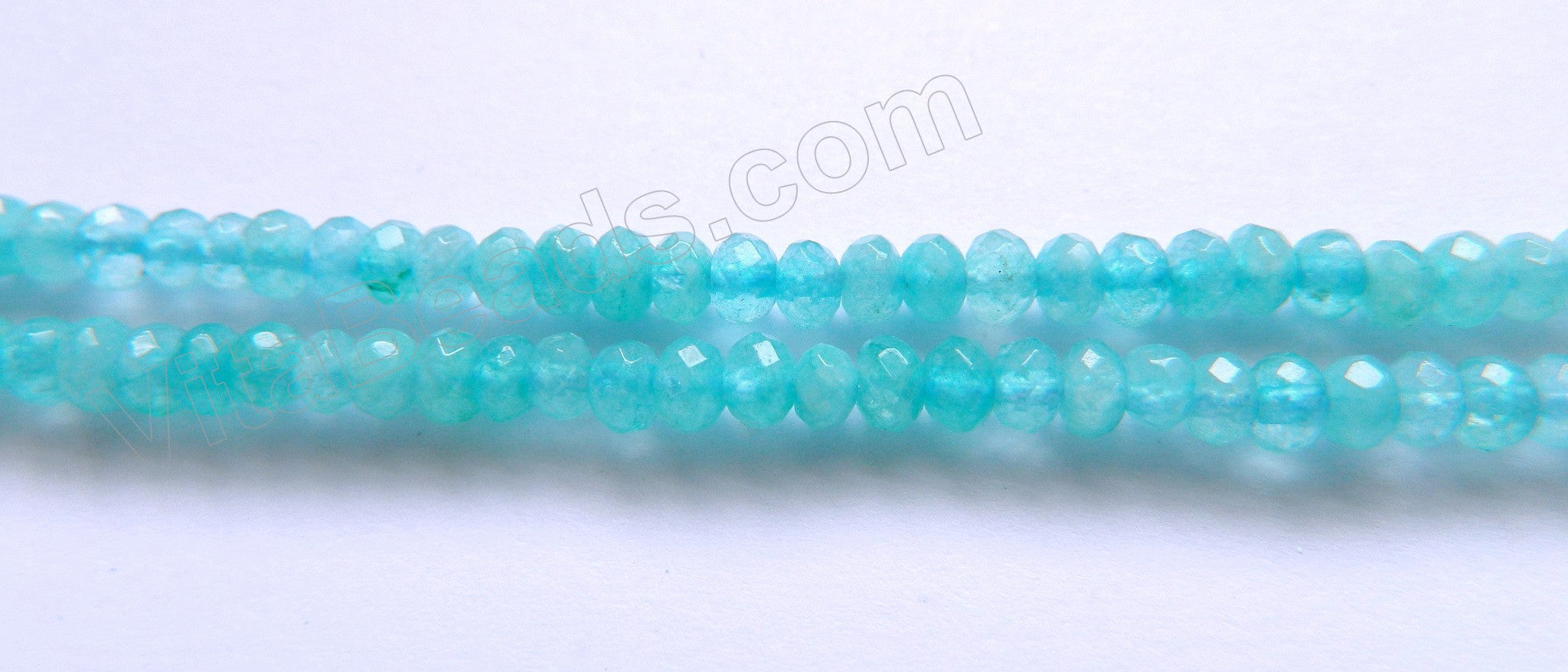 Dark Aquamarine Jade  -  Small Faceted Rondel  15"     4 mm