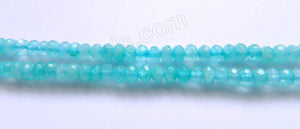 Dark Aquamarine Jade  -  Small Faceted Rondel  15"     4 mm