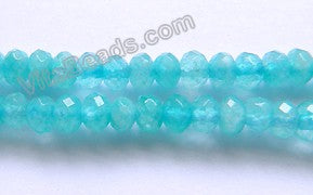 Dark Aquamarine Jade  -  Small Faceted Rondel  15"     4 mm