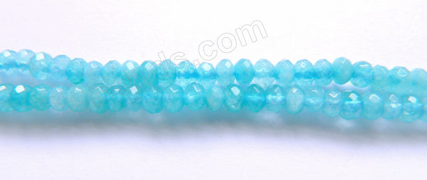 Dark Aquamarine Jade  -  Small Faceted Rondel  15"     4 mm