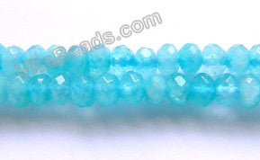 Dark Aquamarine Jade  -  Small Faceted Rondel  15"     4 mm