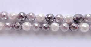 Mixed Shell Pearl AA  -  Lavender Grey -  Faceted Round  16"