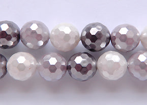 Mixed Shell Pearl AA  -  Lavender Grey -  Faceted Round  16"