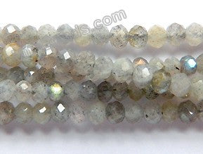 Labradorite Light A  -  Small Faceted Rondels, Faceted Button  16"