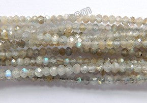 Labradorite Light A  -  Small Faceted Rondels, Faceted Button  16"