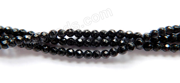 Black Onyx  -  Small Faceted Round  16"    3mm