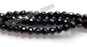 Black Onyx  -  Small Faceted Round  16"    3mm